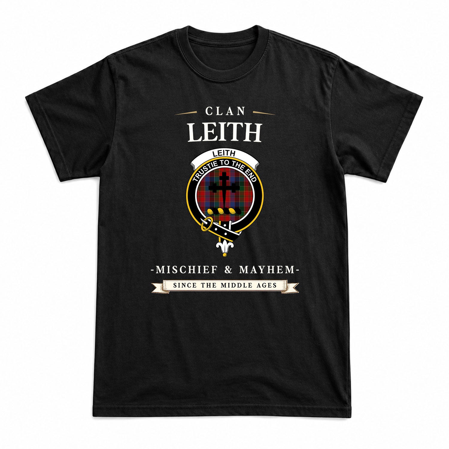 Leith Tartan Crest Mischief and Mayhem T-shirt