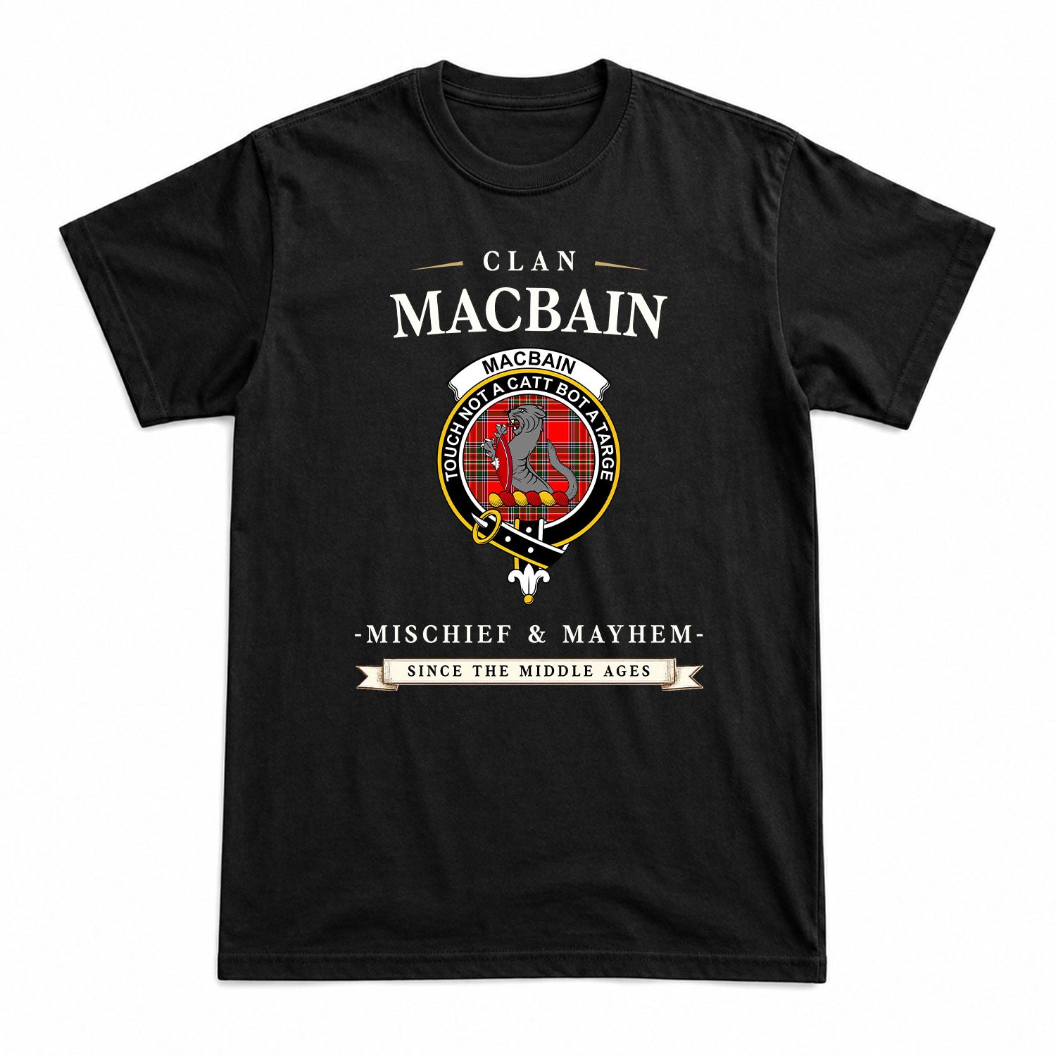 MacBain Tartan Crest Mischief and Mayhem T-shirt