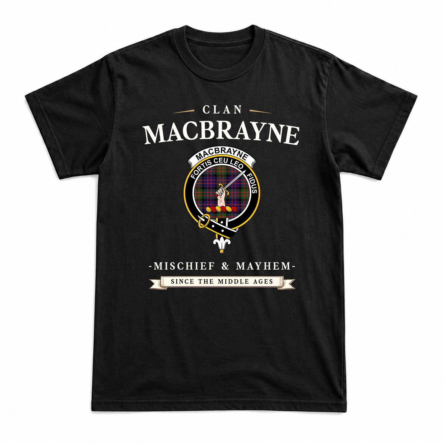 MacBrayne Tartan Crest Mischief and Mayhem T-shirt