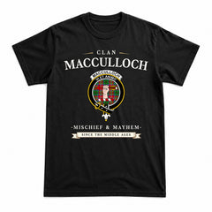 MacCulloch (McCulloch) Tartan Crest Mischief and Mayhem T-shirt