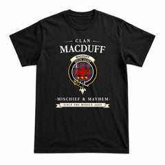 MacDuff Hunting Modern Tartan Crest Mischief and Mayhem T-shirt