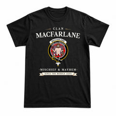 MacFarlane Modern Tartan Crest Mischief and Mayhem T-shirt