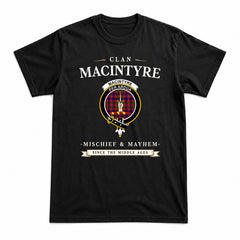 MacIntyre Modern Tartan Crest Mischief and Mayhem T-shirt