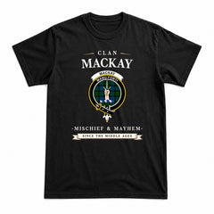 MacKay Modern Tartan Crest Mischief and Mayhem T-shirt