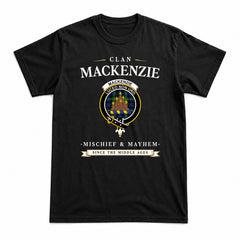 MacKenzie Modern Tartan Crest Mischief and Mayhem T-shirt