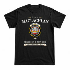 MacLachlan Ancient Tartan Crest Mischief and Mayhem T-shirt
