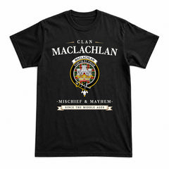 MacLachlan Hunting Modern Tartan Crest Mischief and Mayhem T-shirt