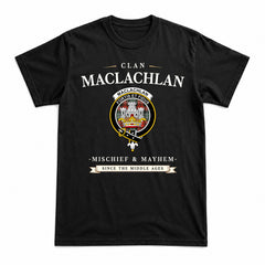 MacLachlan Weathered Tartan Crest Mischief and Mayhem T-shirt