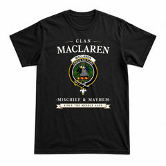 MacLaren Modern Tartan Crest Mischief and Mayhem T-shirt