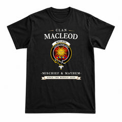 MacLeod of Raasay Tartan Crest Mischief and Mayhem T-shirt