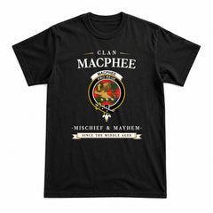 MacPhee Modern Tartan Crest Mischief and Mayhem T-shirt
