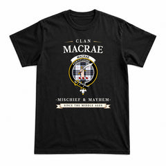 MacRae Dress Modern Tartan Crest Mischief and Mayhem T-shirt