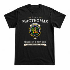MacThomas Modern Tartan Crest Mischief and Mayhem T-shirt