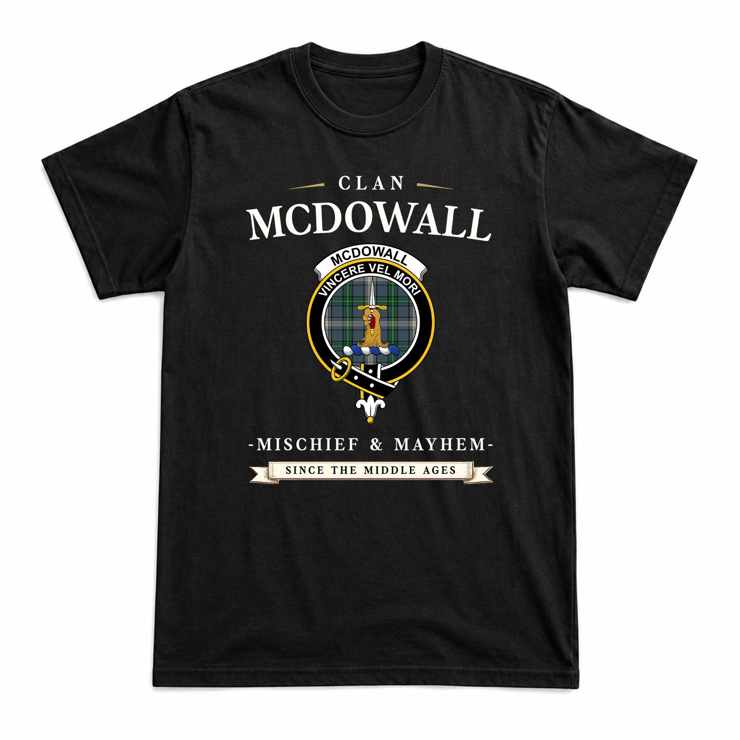 McDowall Tartan Crest Mischief and Mayhem T-shirt