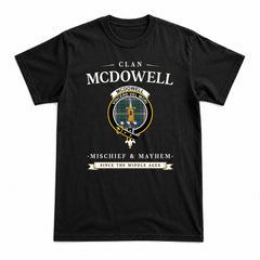 McDowell (MacDowell) Tartan Crest Mischief and Mayhem T-shirt