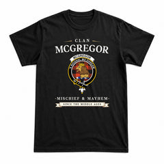 McGregor Rob Roy Ancient Tartan Crest Mischief and Mayhem T-shirt