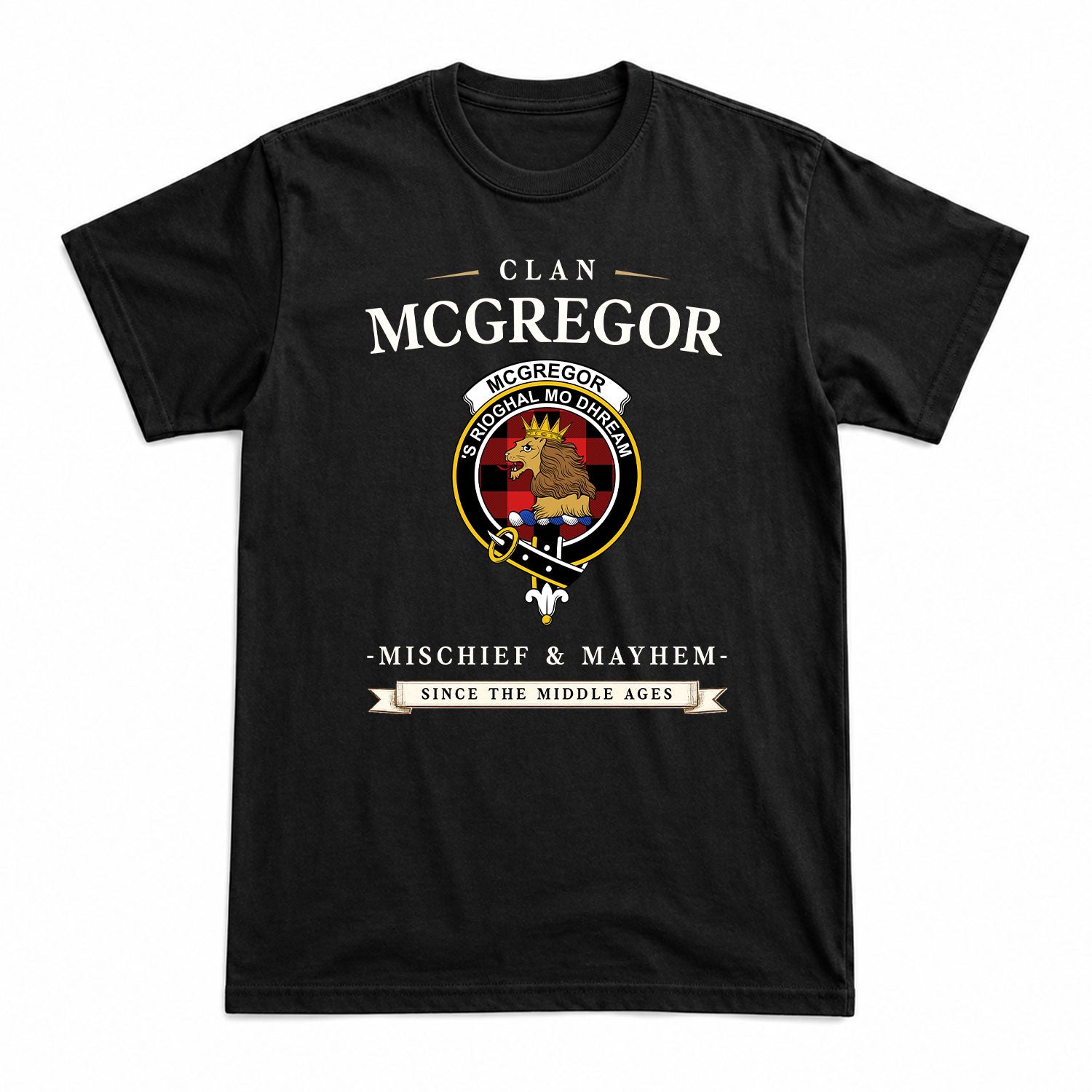 McGregor Rob Roy Modern Tartan Crest Mischief and Mayhem T-shirt