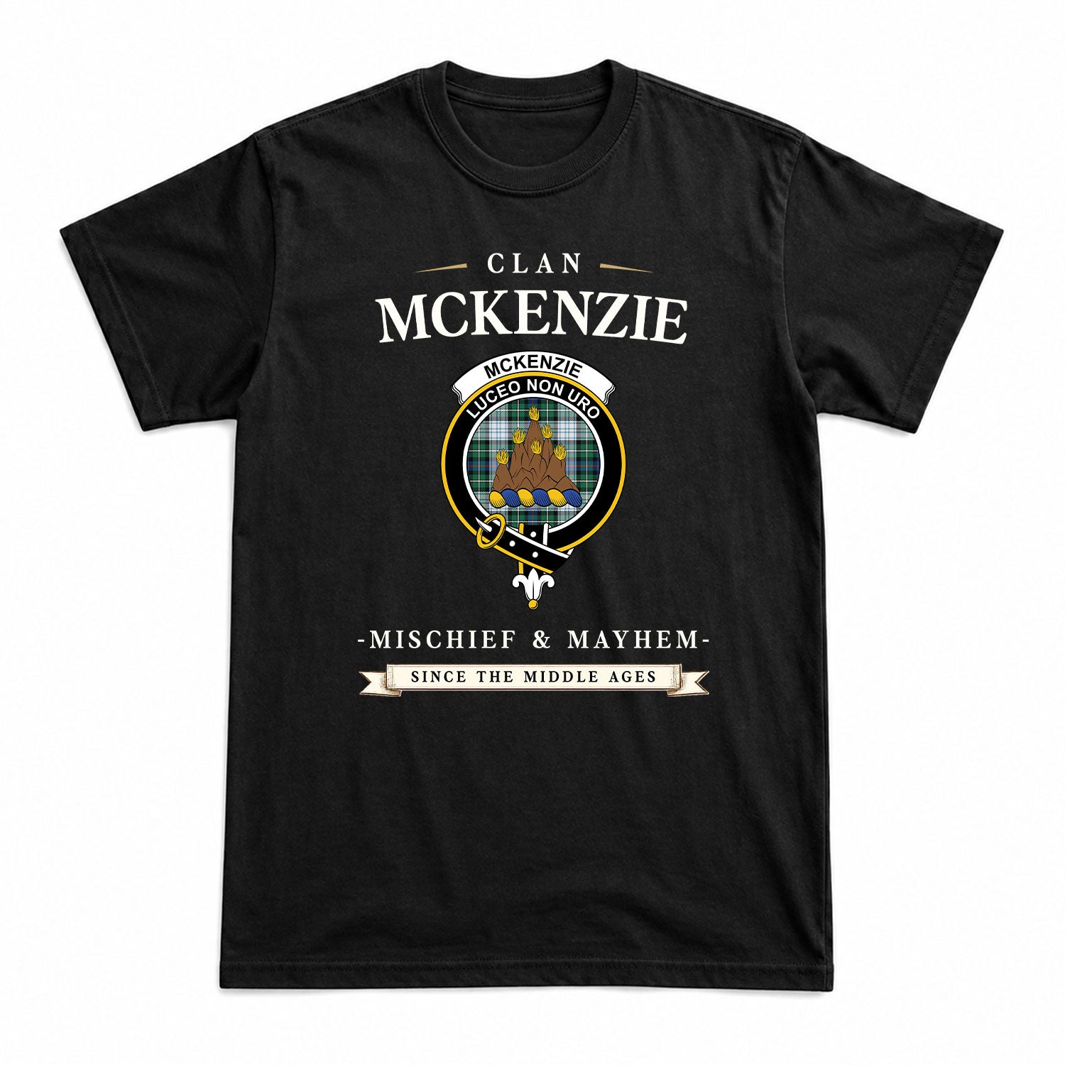 McKenzie Dress Ancient Tartan Crest Mischief and Mayhem T-shirt