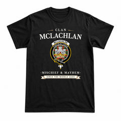 McLachlan Hunting Modern Tartan Crest Mischief and Mayhem T-shirt