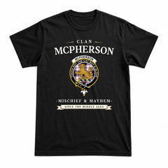 McPherson Hunting Modern Tartan Crest Mischief and Mayhem T-shirt