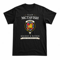 McTavish Modern Tartan Crest Mischief and Mayhem T-shirt