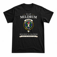 Meldrum Tartan Crest Mischief and Mayhem T-shirt