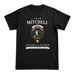 Mitchell Modern Tartan Crest Mischief and Mayhem T-shirt