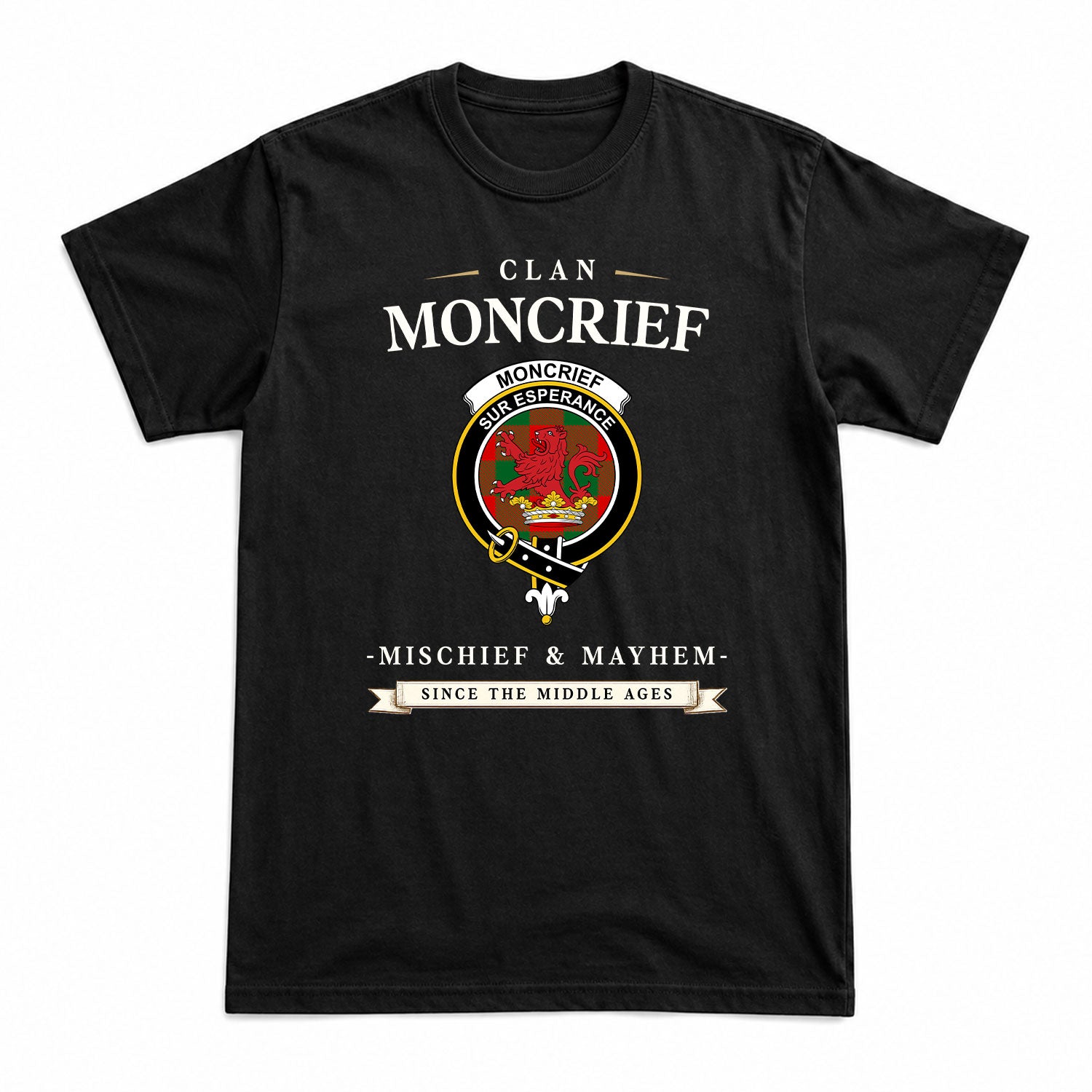 Moncrief Tartan Crest Mischief and Mayhem T-shirt