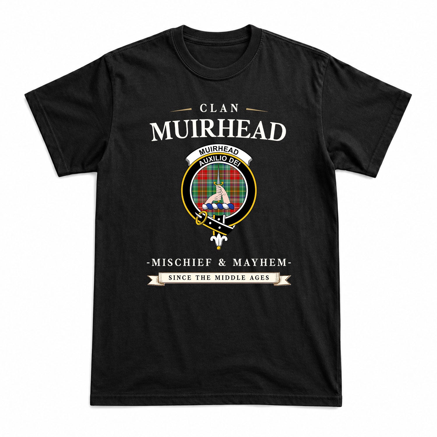 Muirhead Tartan Crest Mischief and Mayhem T-shirt