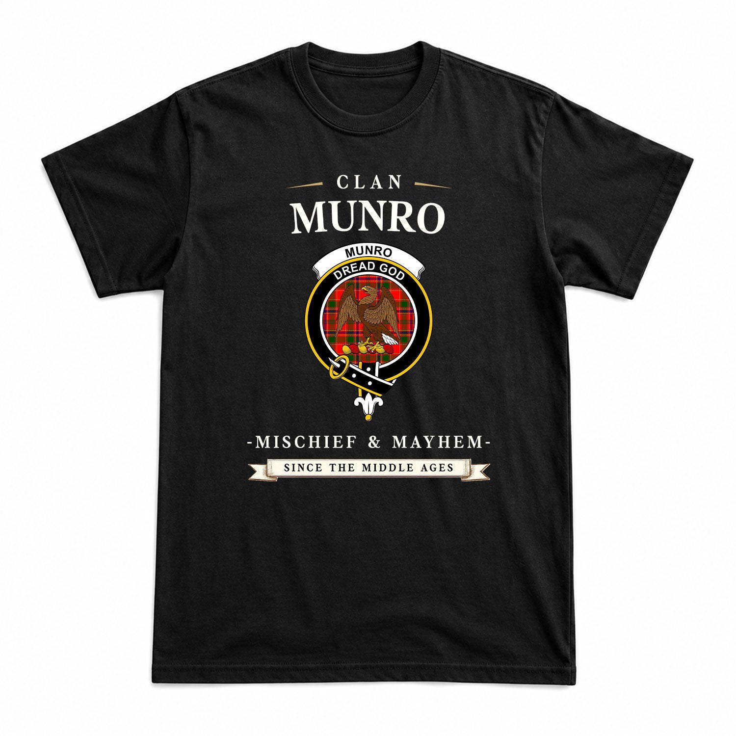 Munro Modern Tartan Crest Mischief and Mayhem T-shirt