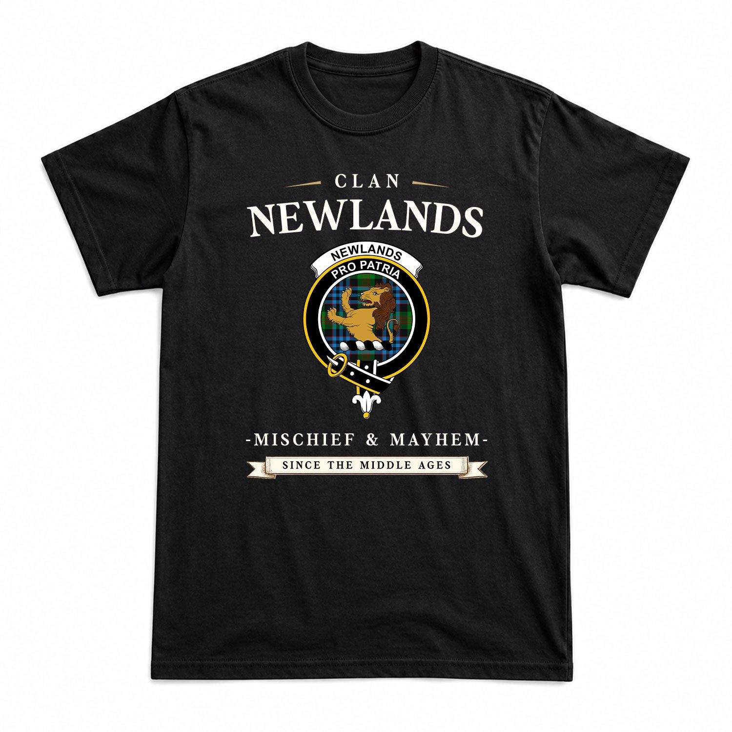 Newlands Tartan Crest Mischief and Mayhem T-shirt