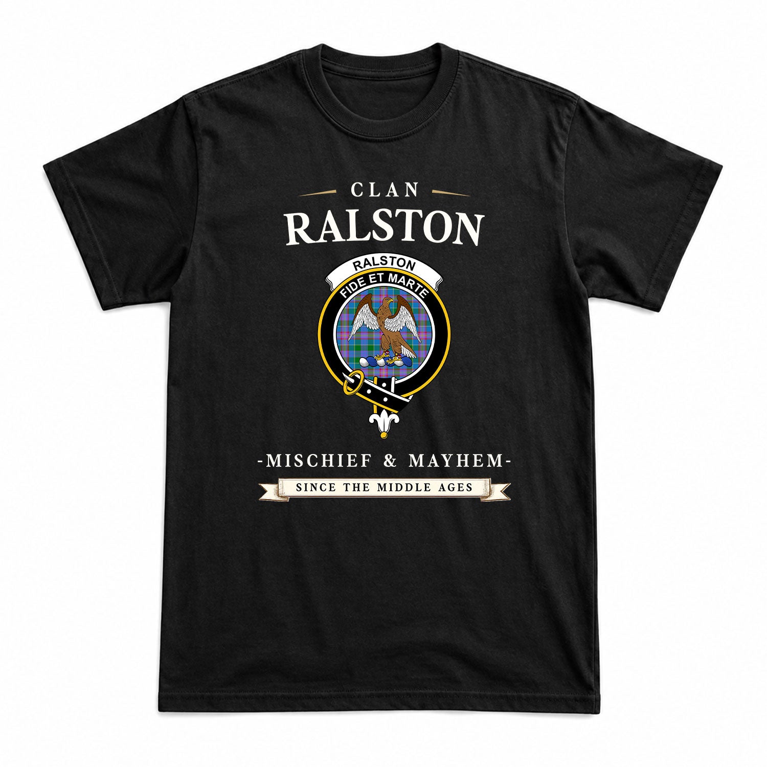 Ralston Tartan Crest Mischief and Mayhem T-shirt