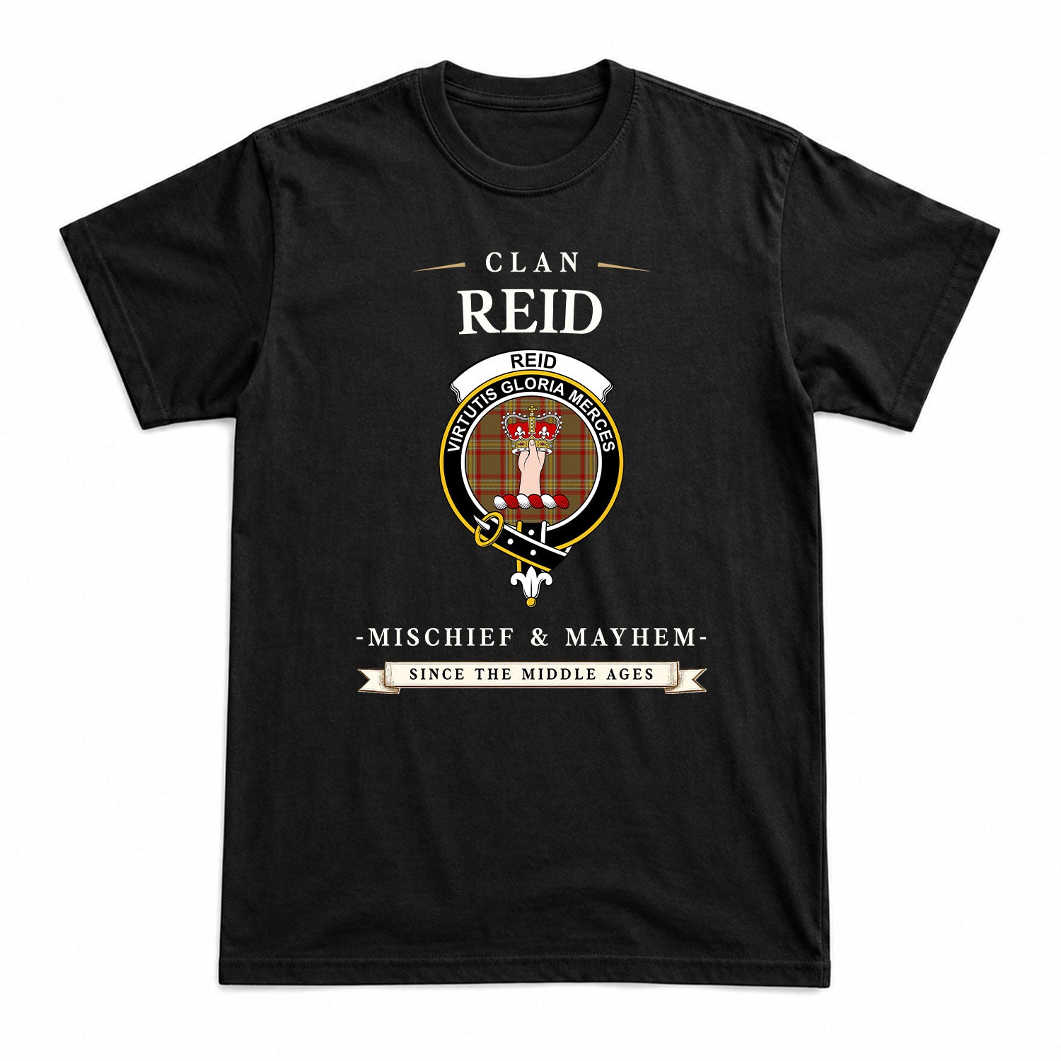 Reid Ancient Tartan Crest Mischief and Mayhem T-shirt