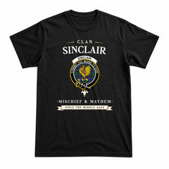Sinclair Hunting Modern Tartan Crest Mischief and Mayhem T-shirt