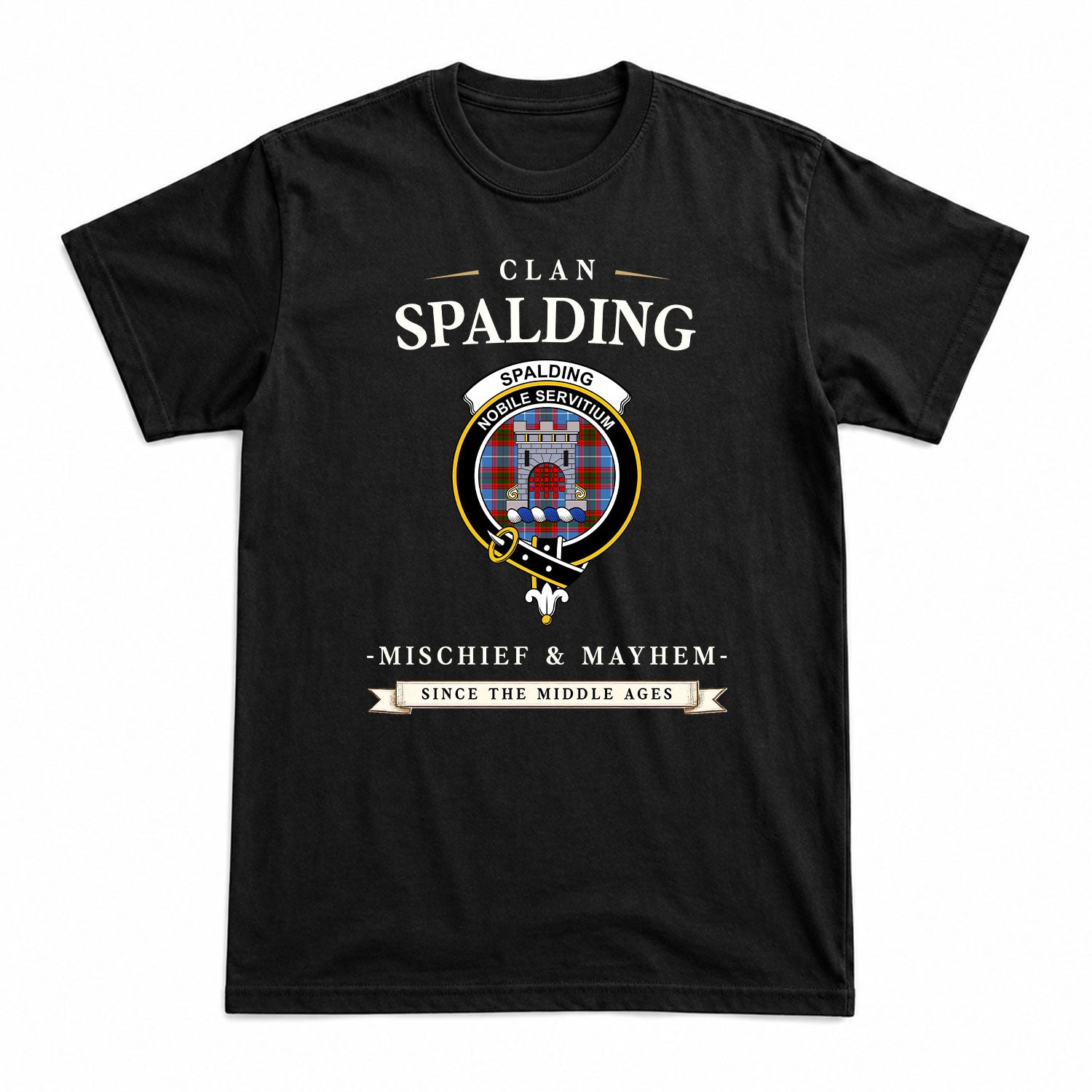 Spalding Tartan Crest Mischief and Mayhem T-shirt