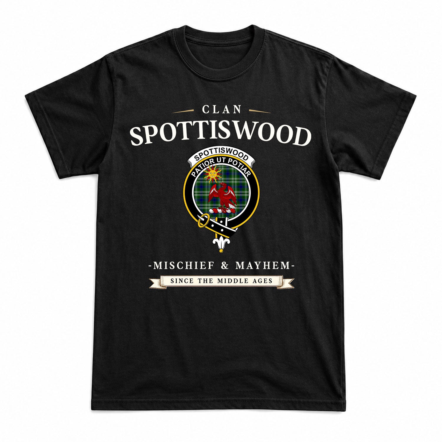 Spottiswood Tartan Crest Mischief and Mayhem T-shirt