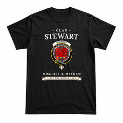 Stewart (Stuart) of Bute Tartan Crest Mischief and Mayhem T-shirt