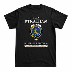 Strachan Tartan Crest Mischief and Mayhem T-shirt