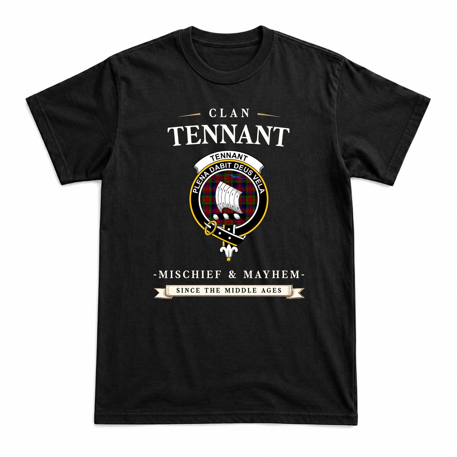 Tennant Tartan Crest Mischief and Mayhem T-shirt