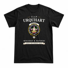 Urquhart Modern Tartan Crest Mischief and Mayhem T-shirt