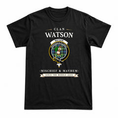 Watson Ancient Tartan Crest Mischief and Mayhem T-shirt