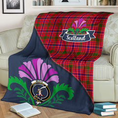 McRae Modern Tartan Crest Premium Blanket - Thistle Style