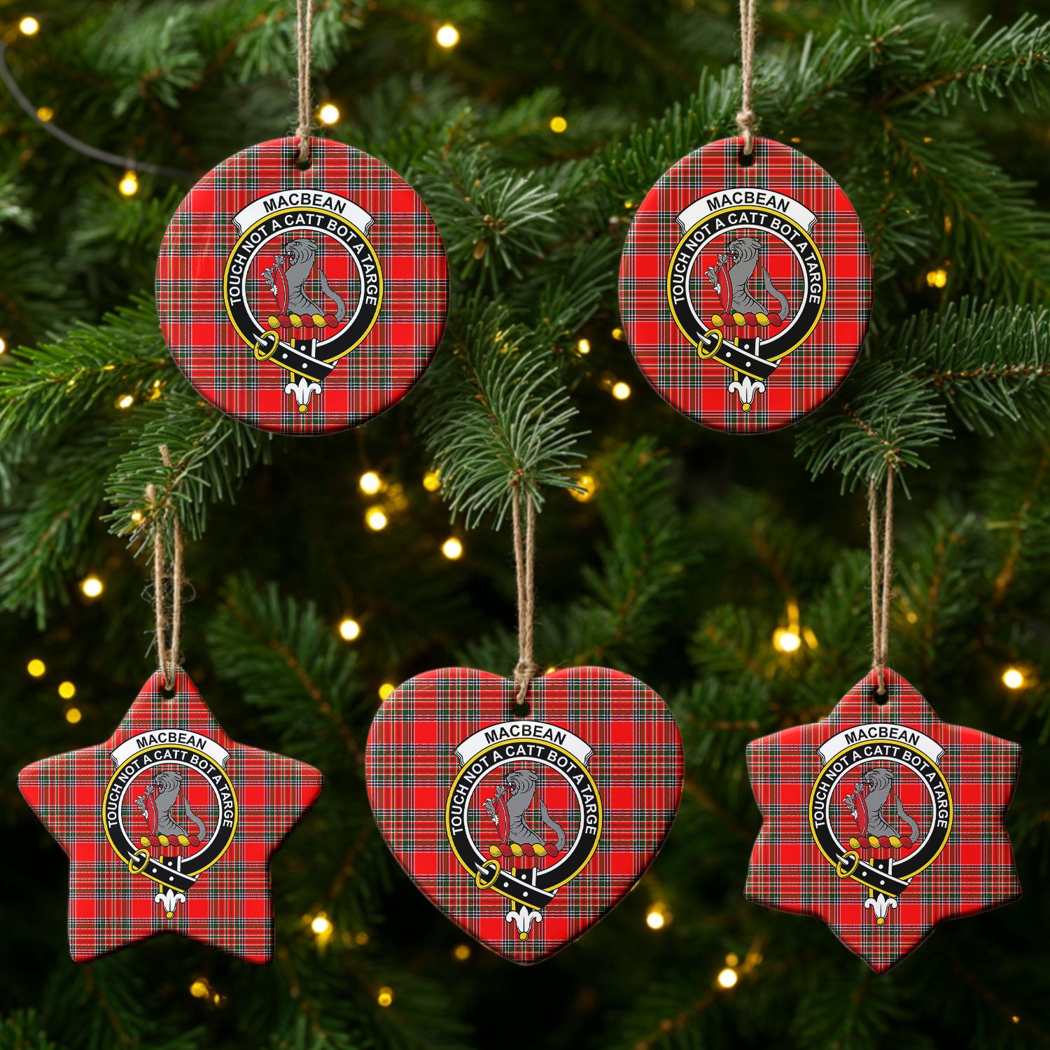 MacBean Tartan Crest Christmas Ceramic Ornament