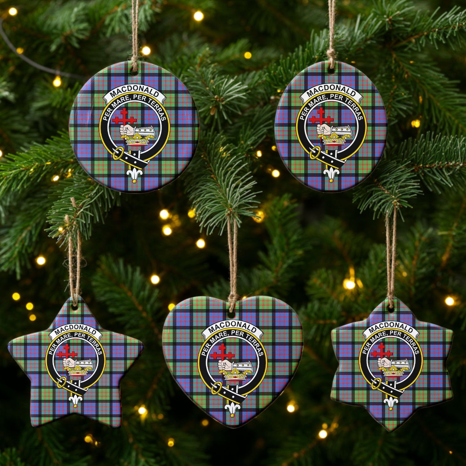 MacDonald Ancient Tartan Crest Christmas Ceramic Ornament