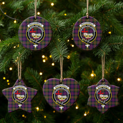 MacDonald Modern Tartan Crest Christmas Ceramic Ornament