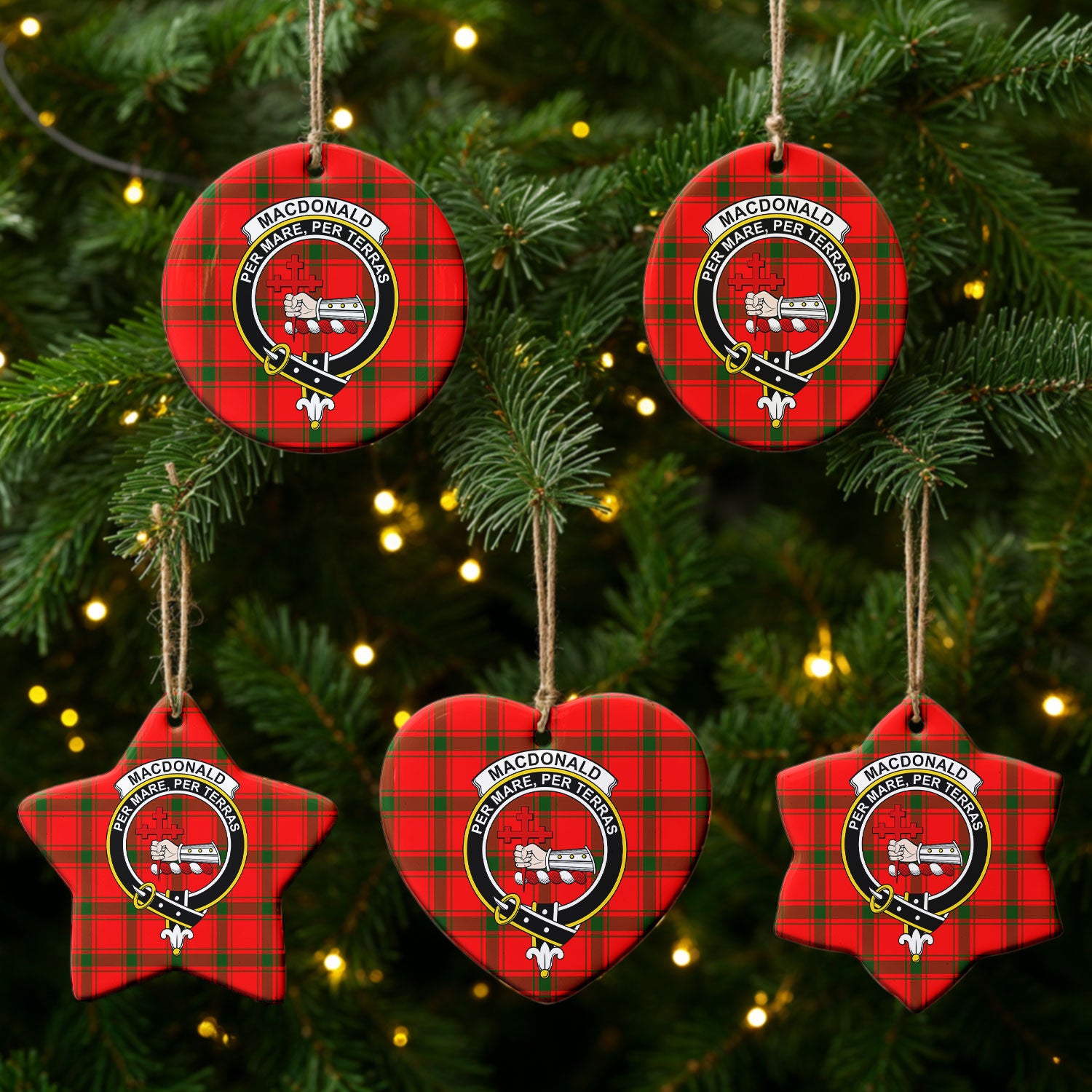 MacDonald of Sleat Tartan Crest Christmas Ceramic Ornament