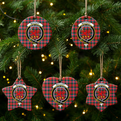 MacDuff Modern Tartan Crest Christmas Ceramic Ornament