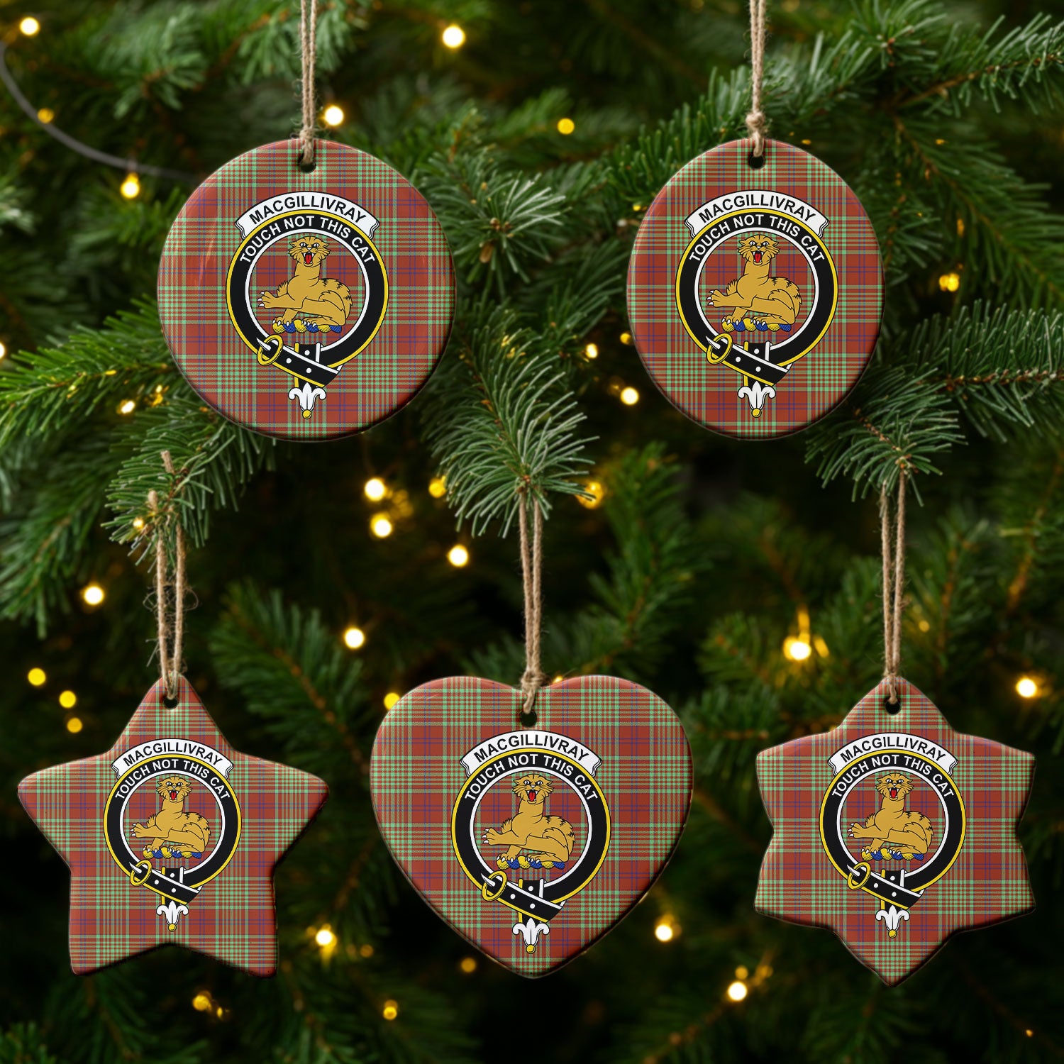 MacGillivray Hunting Ancient Tartan Crest Christmas Ceramic Ornament