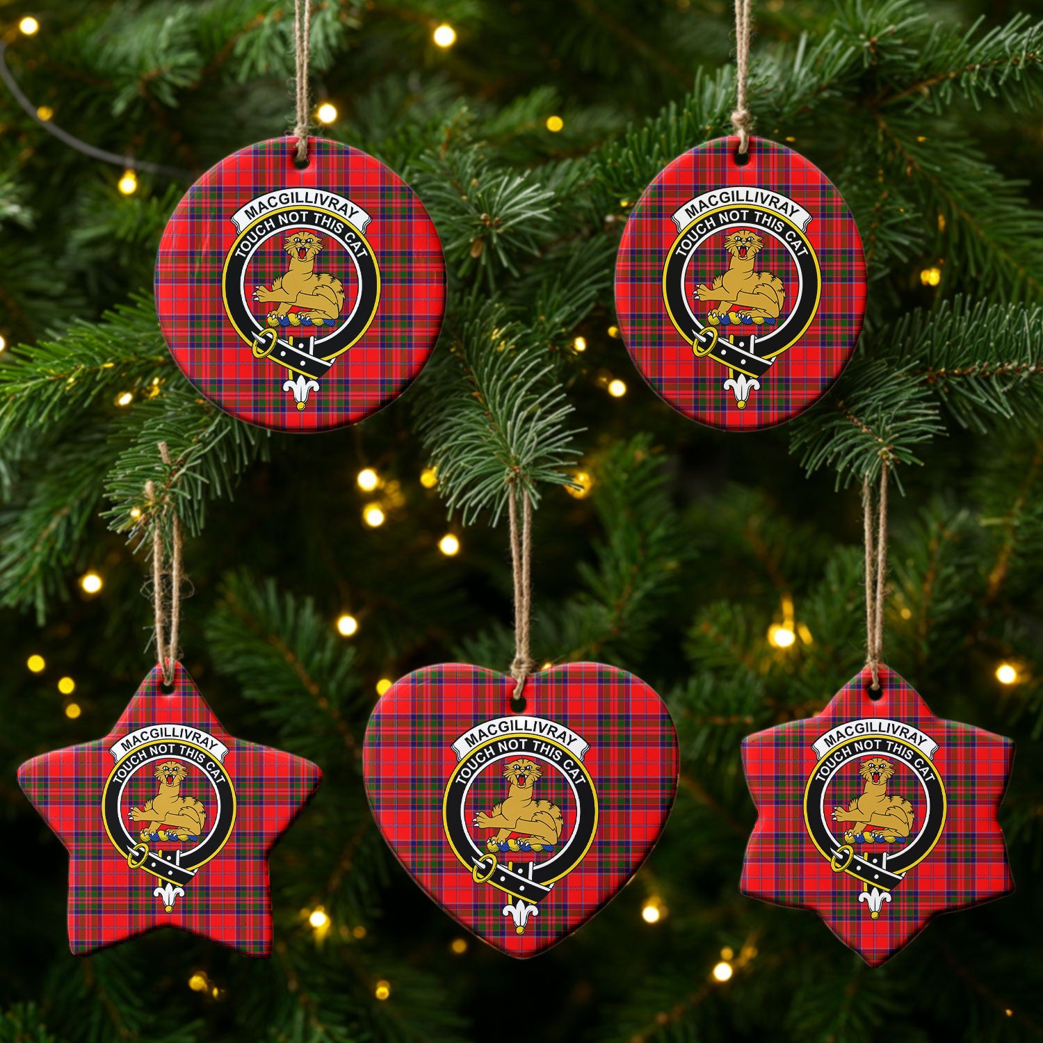 MacGillivray Modern Tartan Crest Christmas Ceramic Ornament