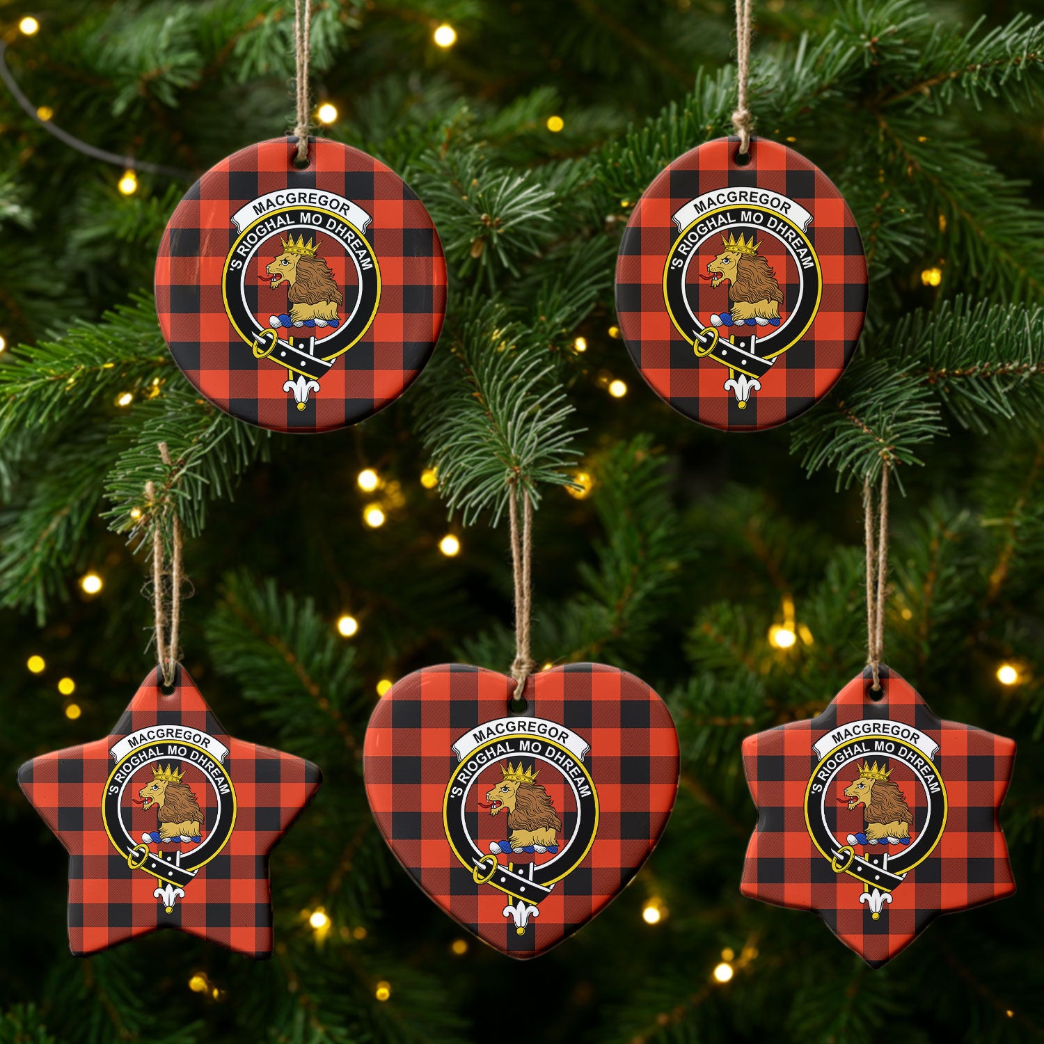 MacGregor Rob Roy Ancient Tartan Crest Christmas Ceramic Ornament